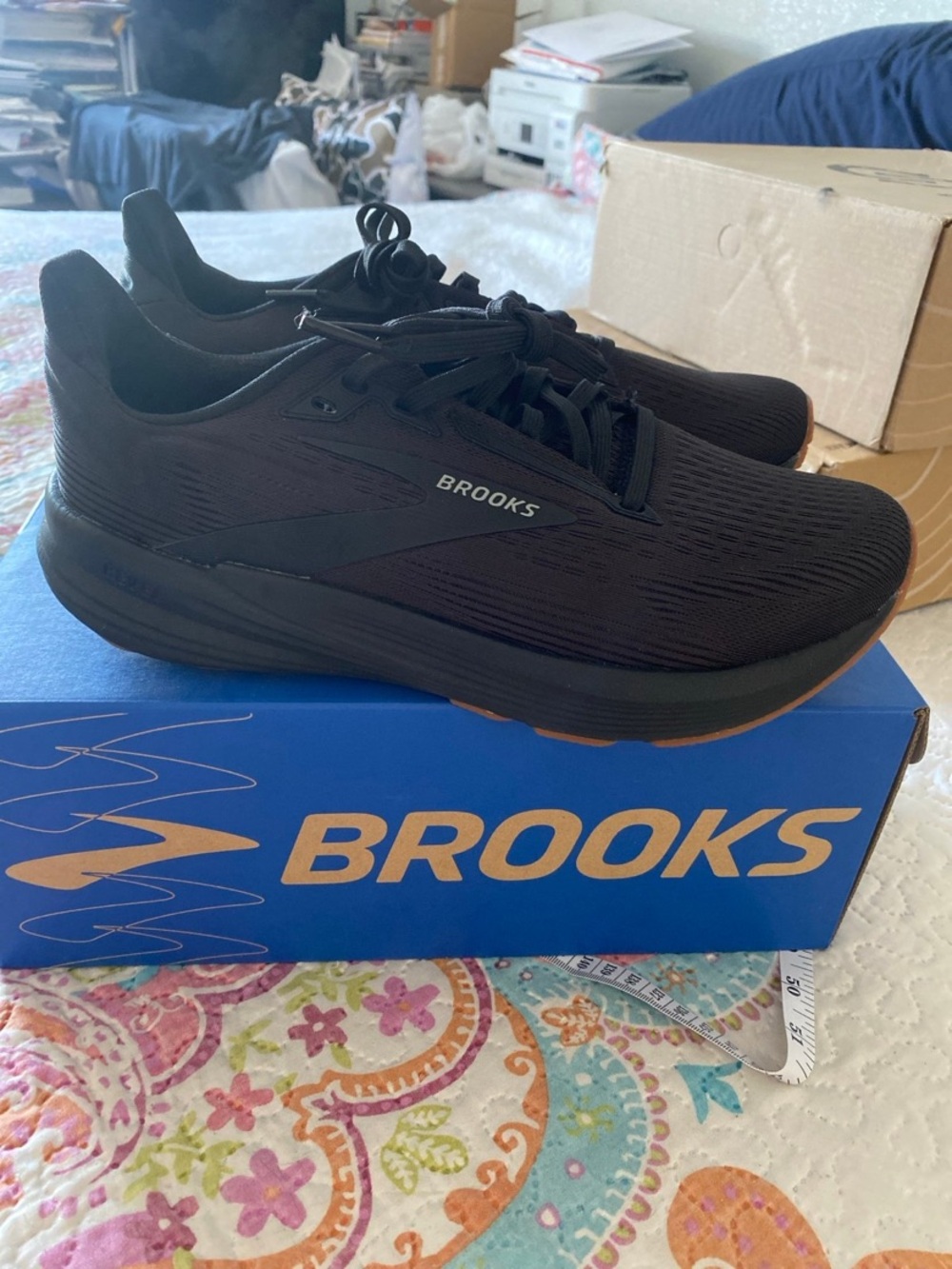 Brooks Men’s Black Athletic Running Shoes with Gum Outsole